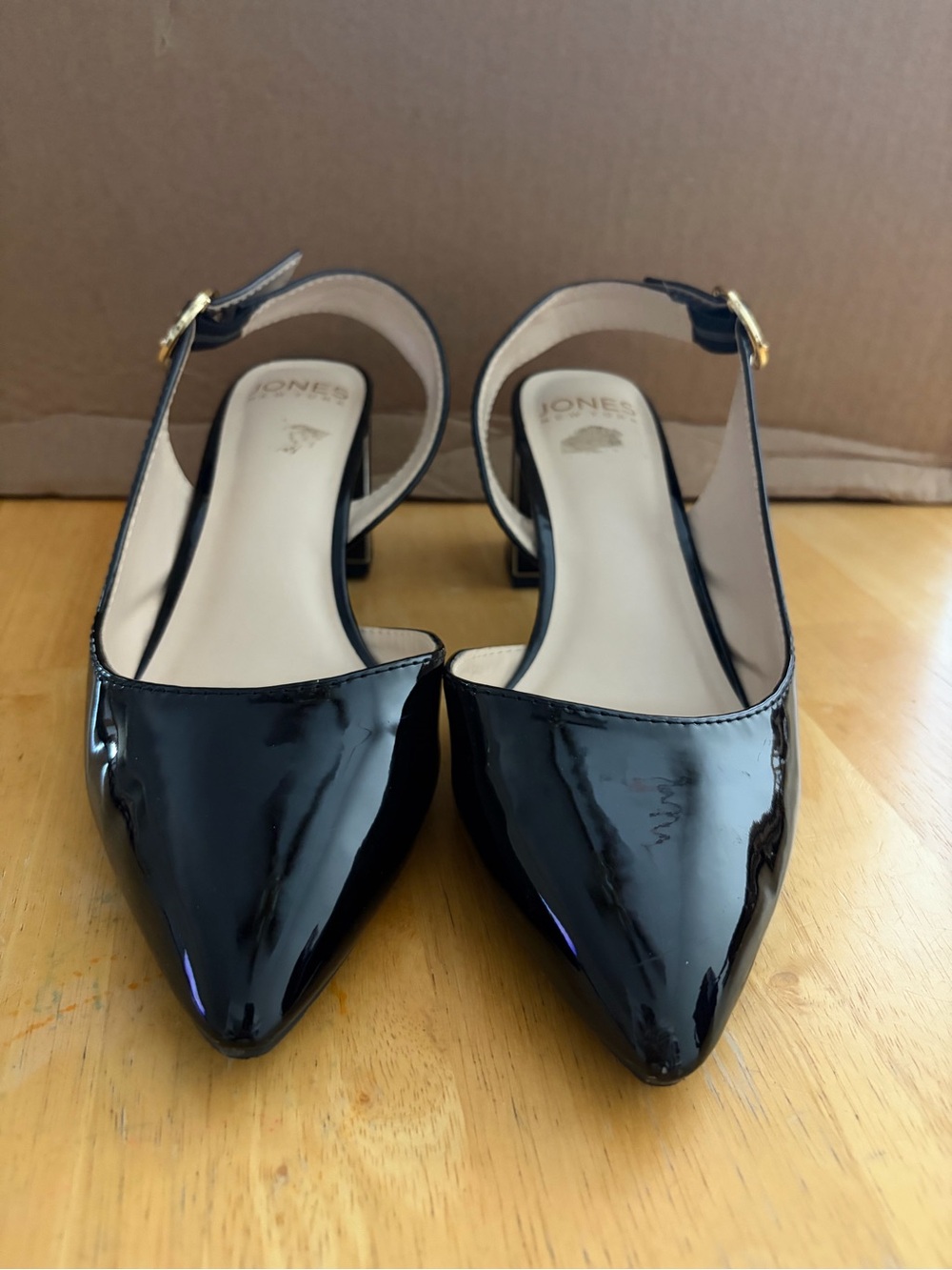 Jones New York Black Patent Pointed Slingback Heels